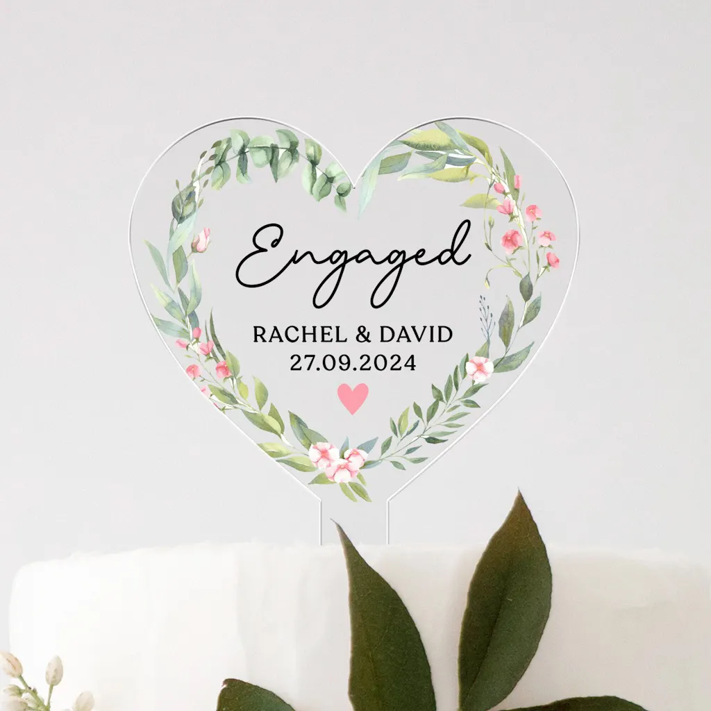 Personalised Names & Date Engagement Cake Topper