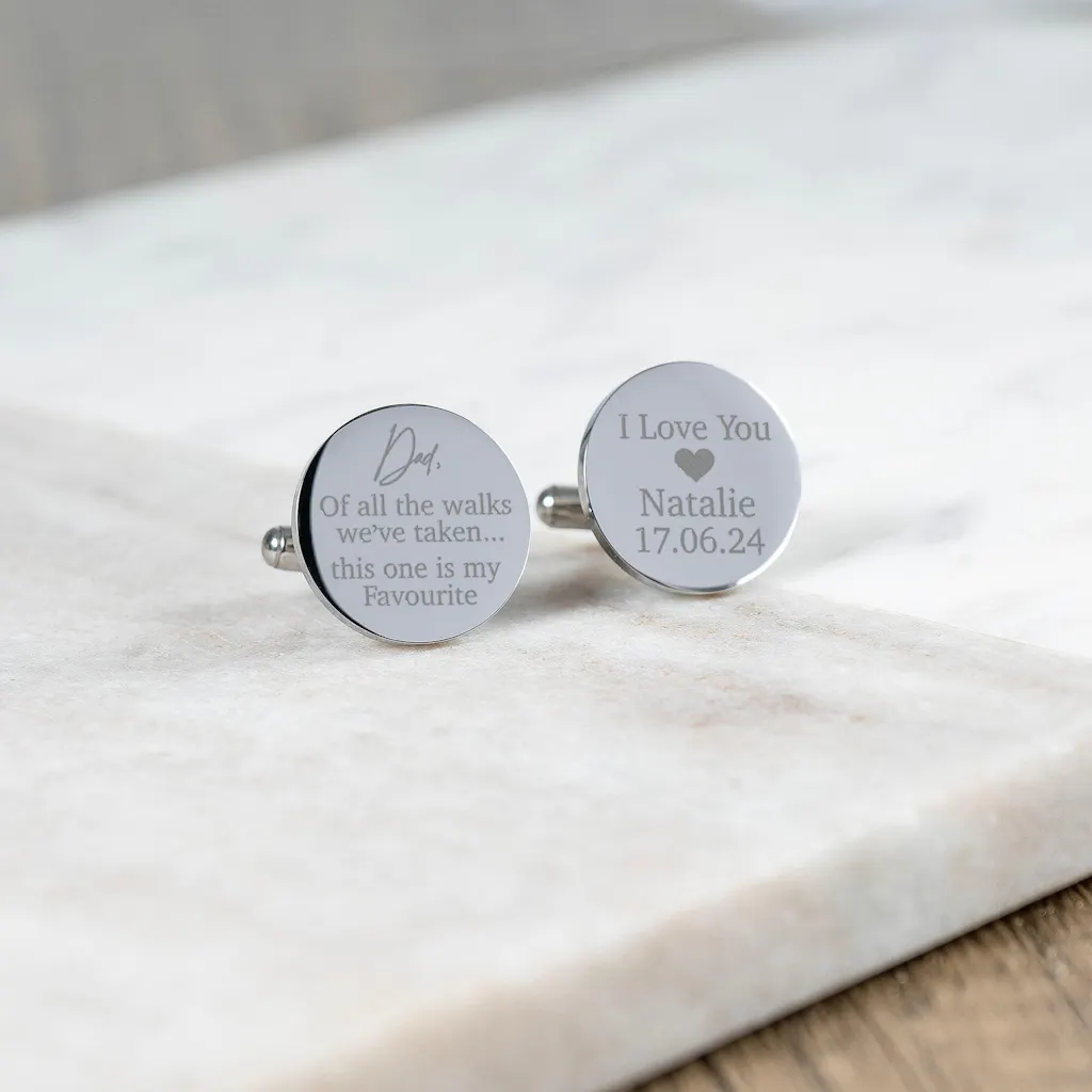 Personalised Engraved Father of the Bride Of All The Walks Cufflinks