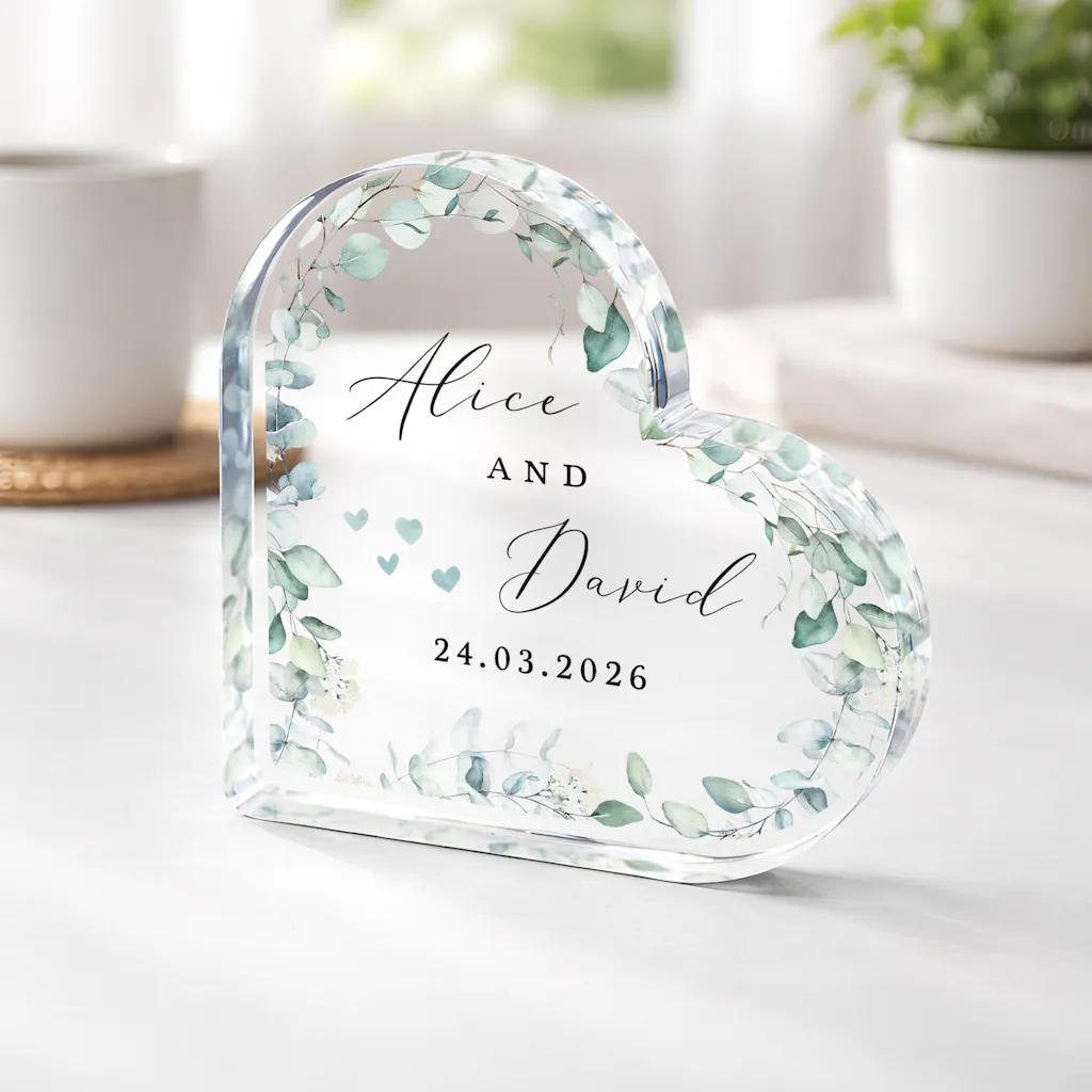Personalised Wedding Anniversary Mr & Mrs Heart Plaque Keepsake Gift