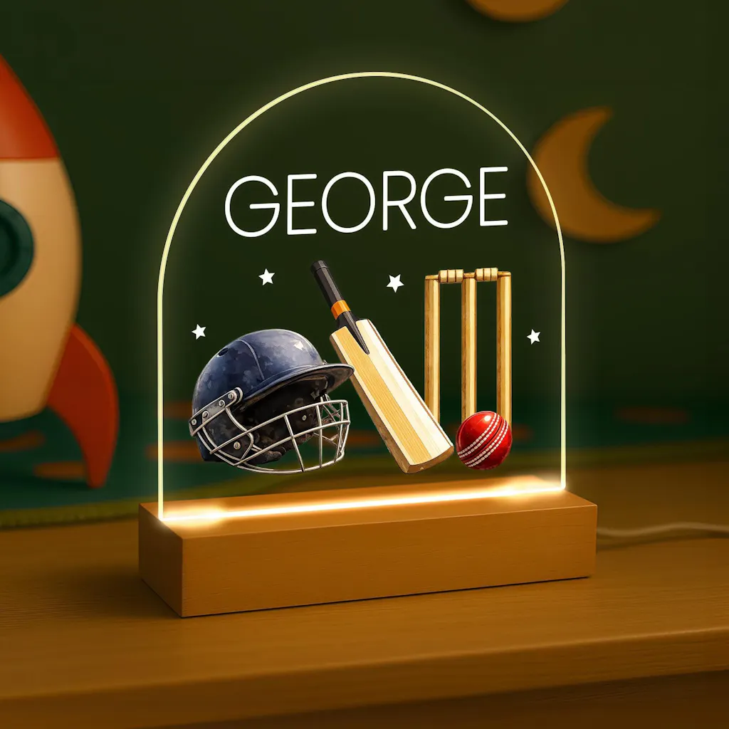 Personalised LED Cricket Night Light Sports Gift