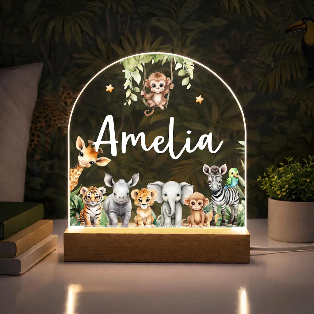 Personalised LED Safari Animal Night Light