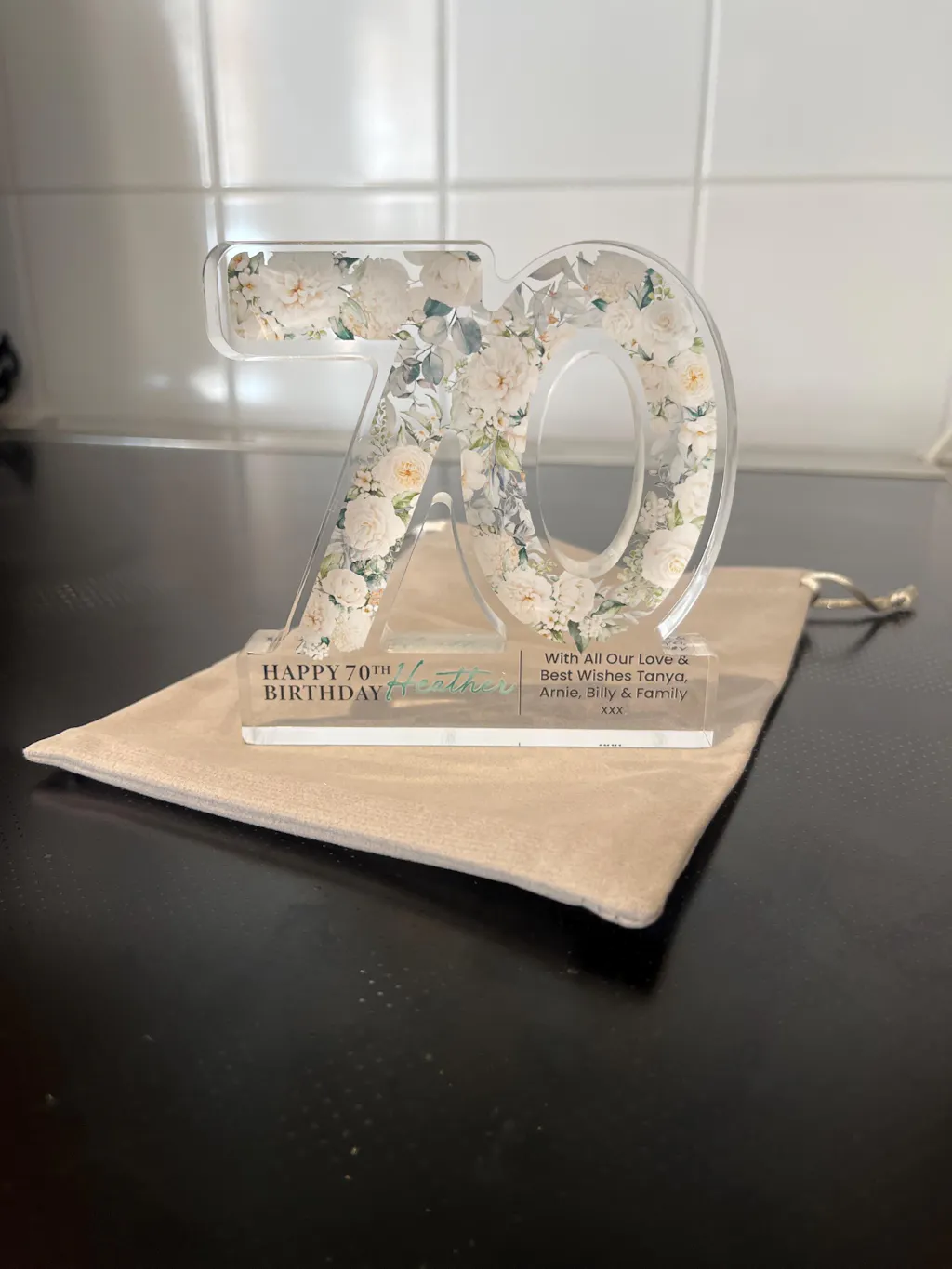 Personalised 70th Birthday Gift Plaque Keepsake Number