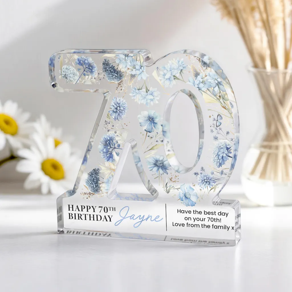 Personalised Hydrangea Flower 70th Birthday Gift Plaque