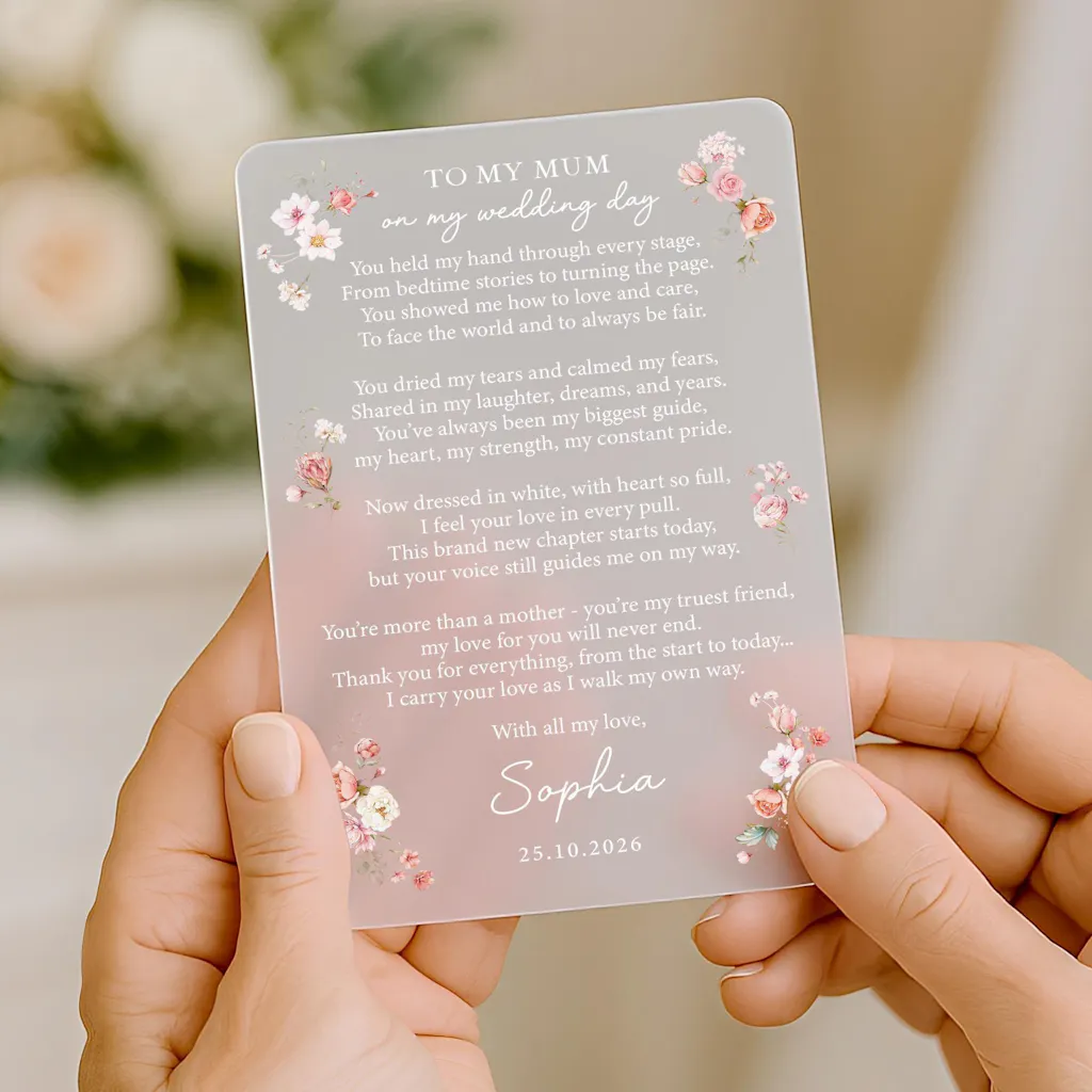 Personalised Wedding Day Mother of the Bride Thank You Postcard Keepsake Plaque Gift