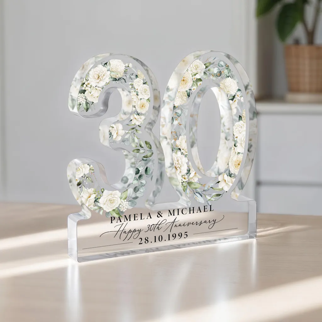 Personalised Pearl 30th Anniversary Gift Plaque Block