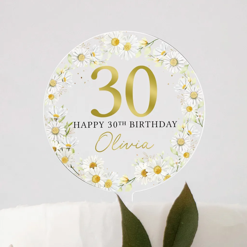 Personalised Daisy Happy Birthday Cake Topper