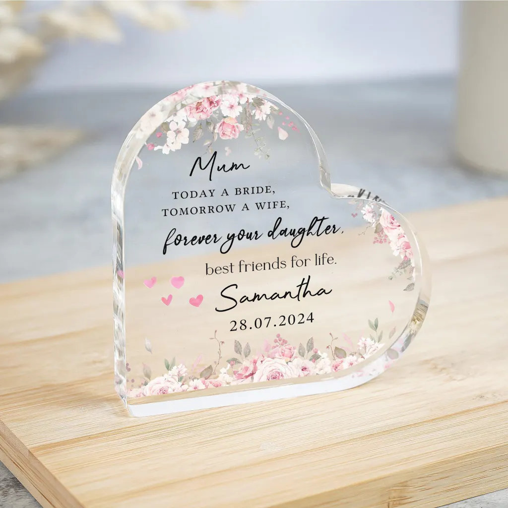 Personalised Mother of the Bride Thank you Heart Plaque Gift