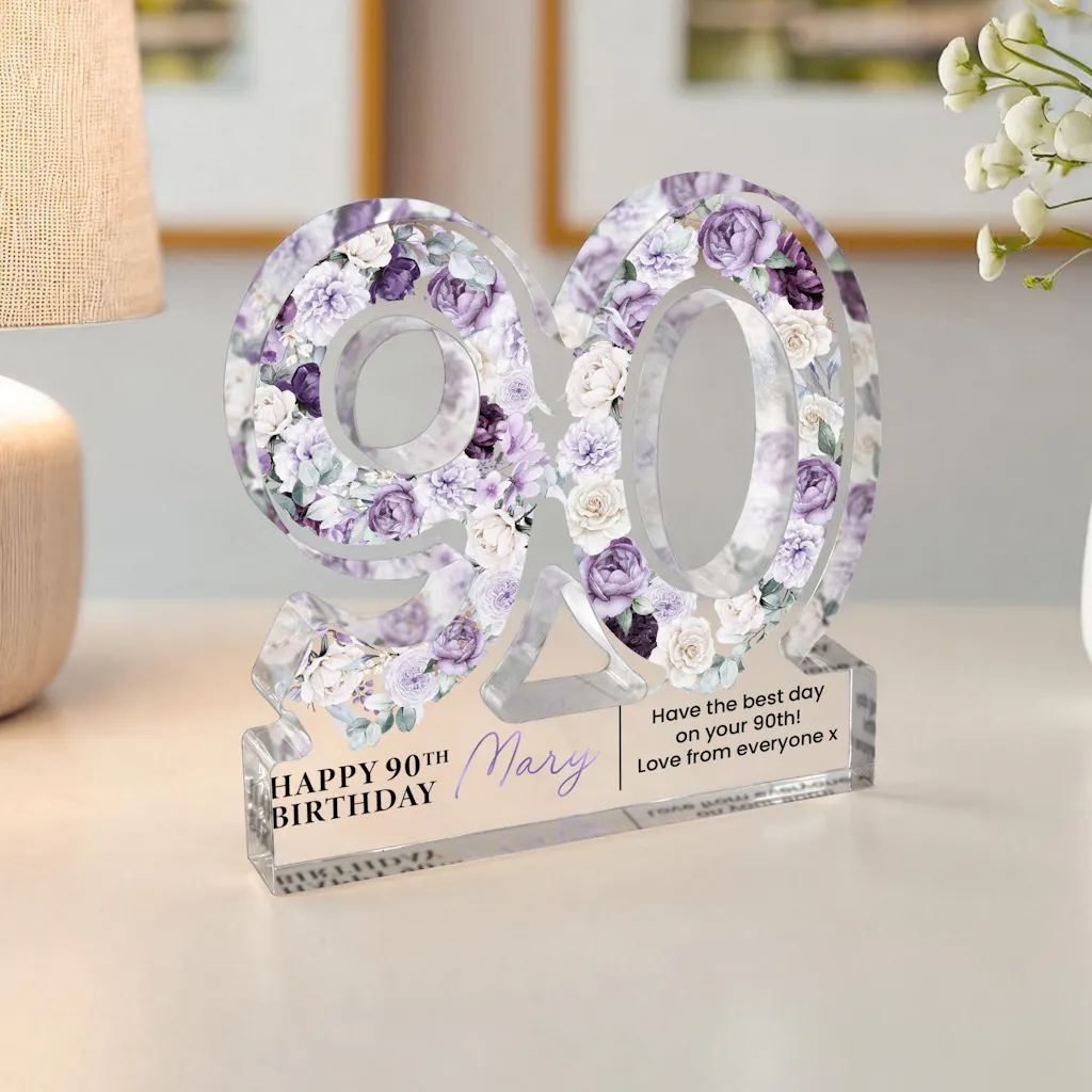 Personalised Freestanding Numner 90th Birthday Gift Plaque