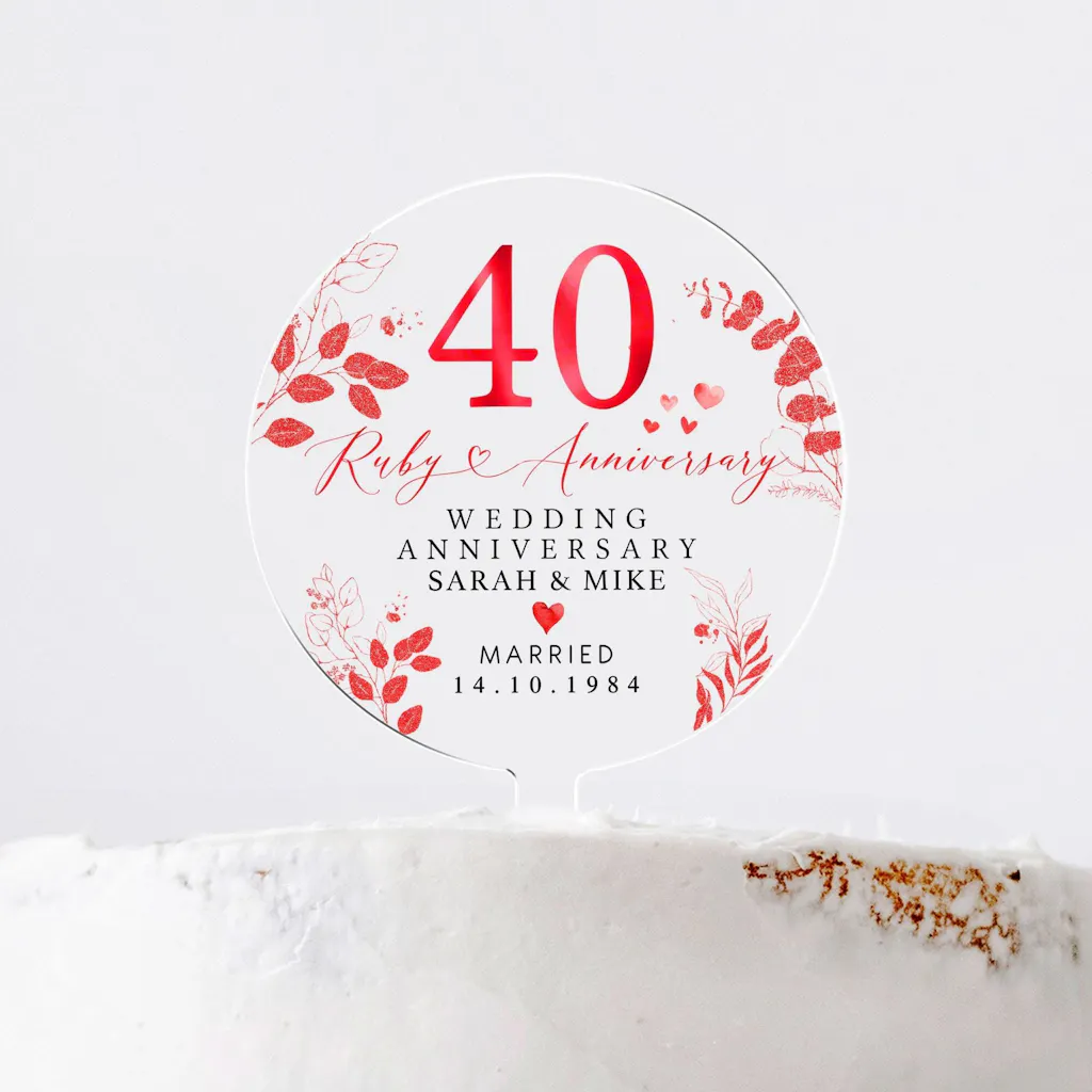 Personalised Ruby 40th Anniversary Cake Topper