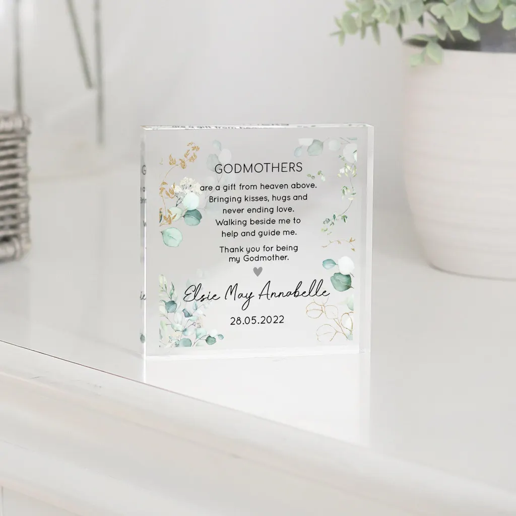 Personalised Green Floral Godparents Gift