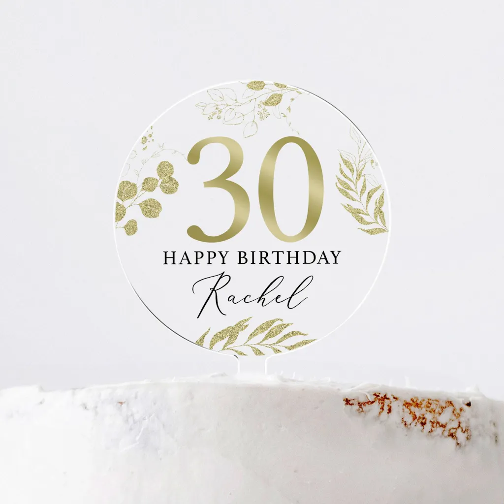 Personalised Clear Acrylic Birthday Cake Topper - 18th 21st 30th 40th 50th Birthday