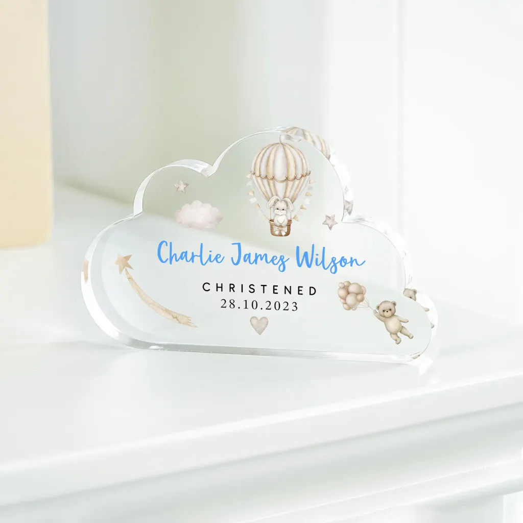 Personalised Christening Cloud Baby Plaque