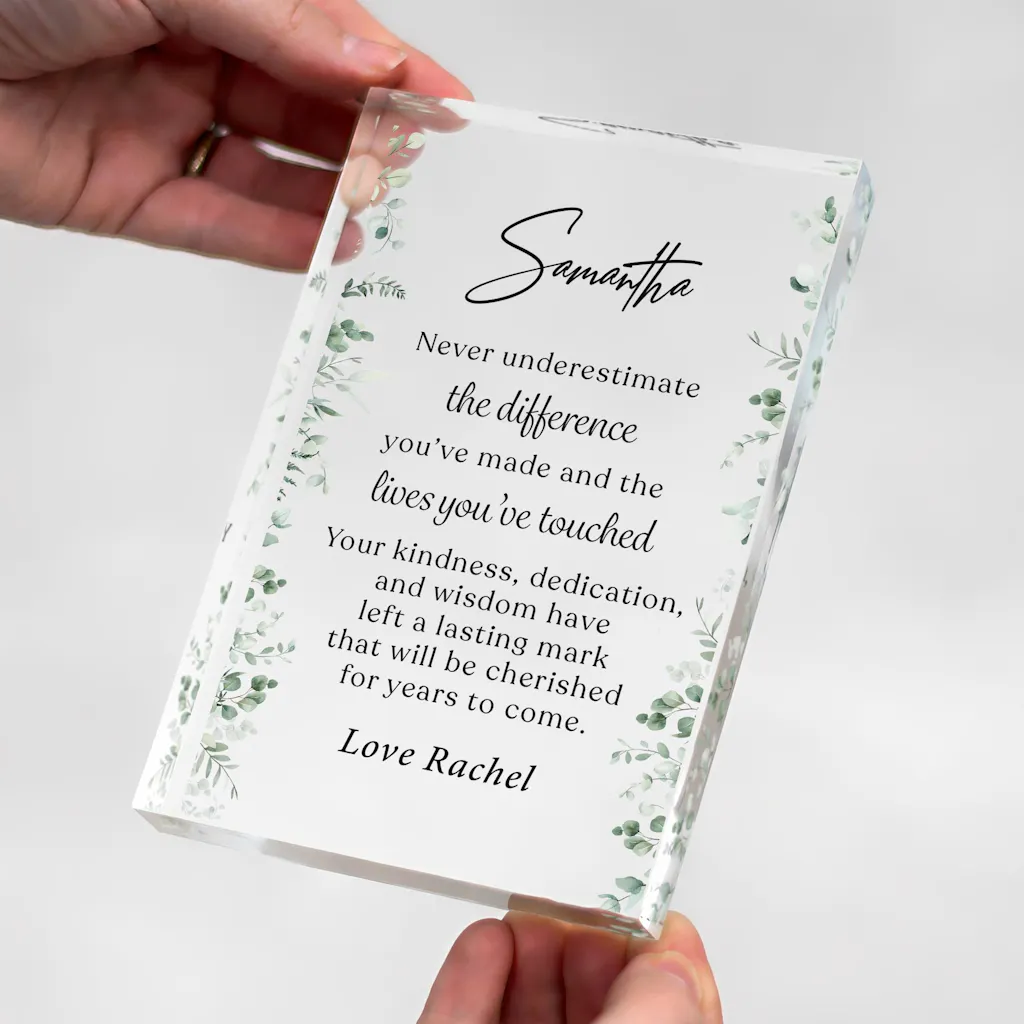 Personalised Retirement Gift Plaque for Coworker Colleague – Polished Acrylic Keepsake