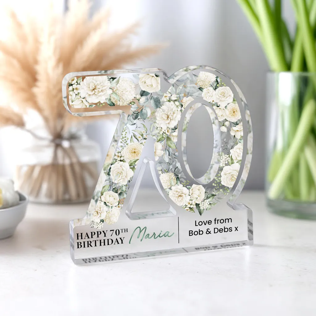 Personalised 70th Birthday Gift Plaque Keepsake Number