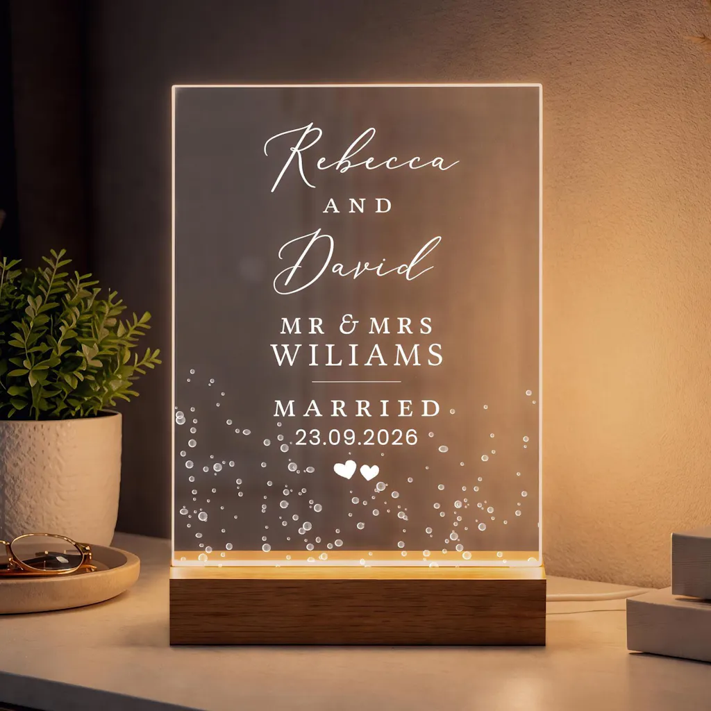 Personalised Mr & Mrs Just Married LED Light Frame