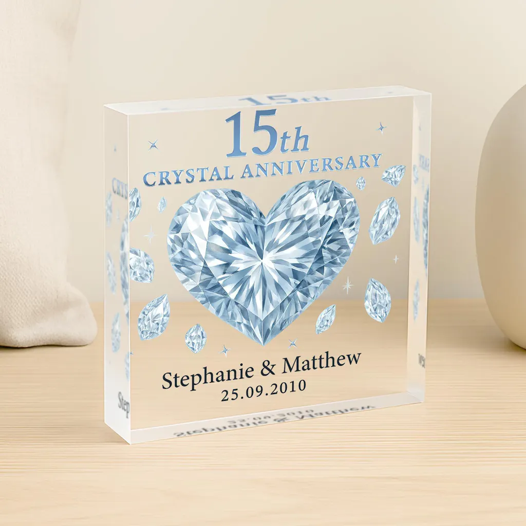 Personalised Crsyal Diamonds 15th Anniversary Gift Plaque