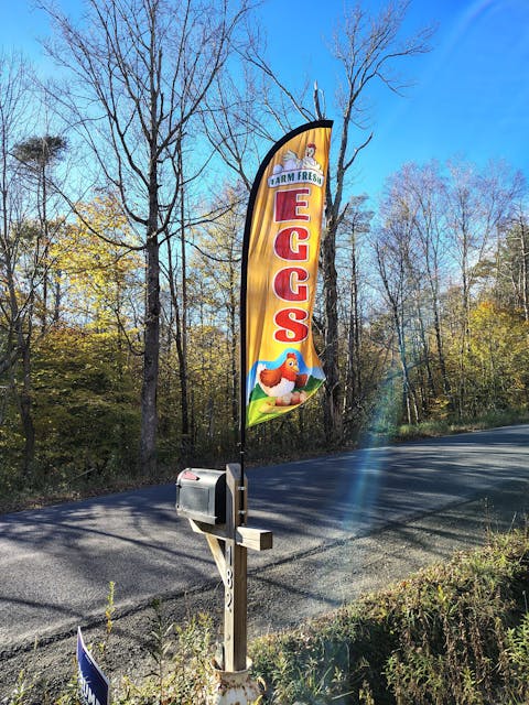 Eggs For Sale Sign Flag Kit - 8ft Farm Fresh Eggs Feather Flag with Pole and Stake
