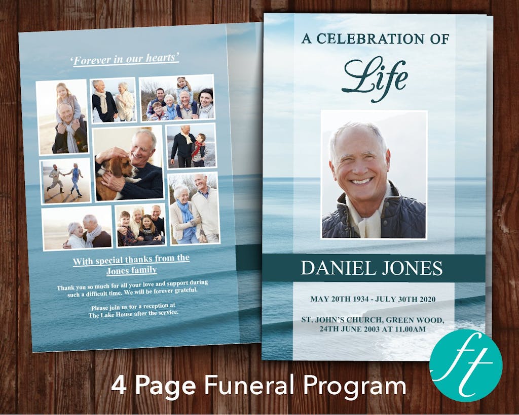 4 Page Ocean Funeral Program Template – Funeral Templates