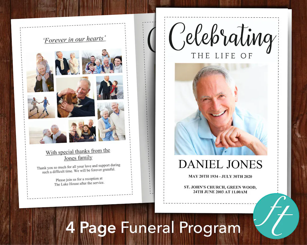 4 Page Classic Funeral Program Template – Funeral Templates