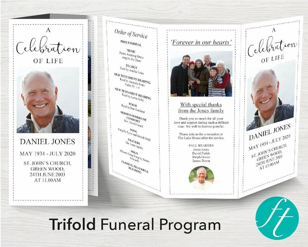 Trifold Essential Funeral Program Template – Funeral Templates