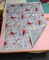 CLEARANCE Silver Cardinal Sparrow Hoffman Digital - Shannon Fabrics Cuddle Minky