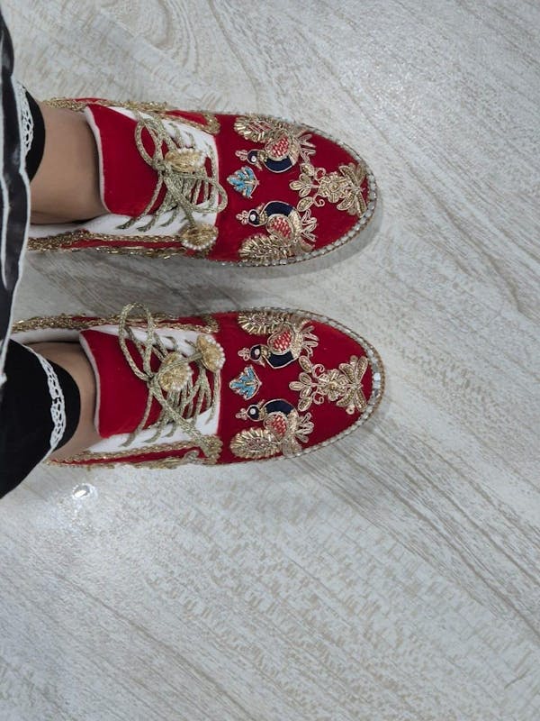 Funky N Trendy Peacock Magic Red Bridal Sneakers – Dance-Ready & Personalised