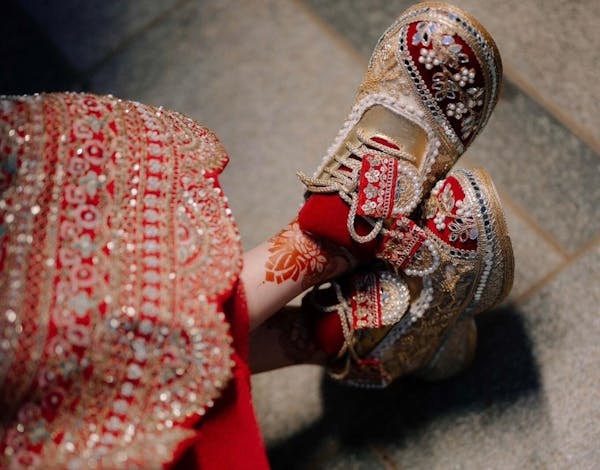 FUNKY N TRENDY red and gold bridal sneakers / bridesmaid sneakers/ golden sneakers / gold sneakers / red shoes / red bridal sneakers / embroidered shoes / embroidered sneakers