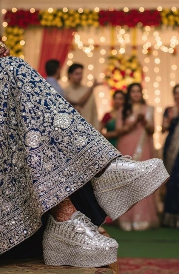 FUNKY N TRENDY Silver Mirror work sneakers - wedge sneakers heeled sneakers/ silver sneakers