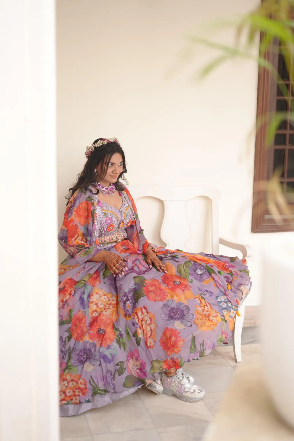 FUNKY N TRENDY lavender & pink with Silver hand work sneakers for brides / bridesmaids/ silver sneakers / lavender sneakers / pink sneakers/ purple sneakers