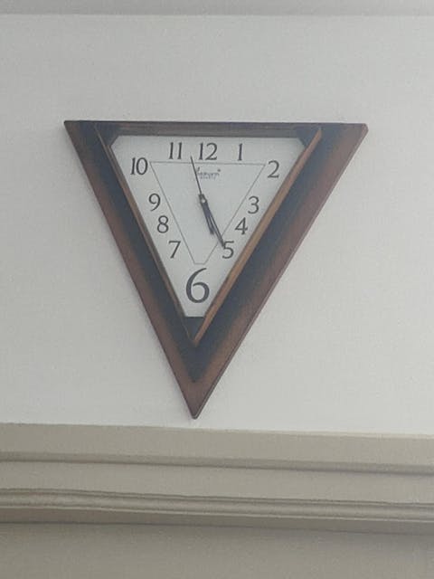 FunkyTradition Decorative Retro Triangle Pendulum Wall Clock for Home Office Decor and Gifts