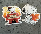 Snoopy Fall Leaf Sticker | Peanuts Autumn Decal | Cozy Vibes Art | Maple Leaf Vinyl | Nostalgic Fall Decor | Cute Dog Laptop Sticker