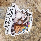 It's Not Hoarding If It's Loot Raccoon Sticker | Funny Gamer Decal | RPG D&D DnD Gift | Cute Loot Bag Art | Dungeon Master DM Vinyl |