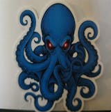 Blue Octopus Sticker | Red Eyes Kraken Decal | Deep Sea Monster Art | Ocean Lover Vinyl | Gothic Mythical Creature Gift | Tentacle Beast