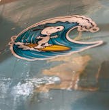 Snoopy Surfing Sticker | Peanuts Ocean Wave Decal | Woodstock & Charlie Brown | Beach Vibe Art | Summer Sports Cartoon Vinyl | Surf Lover