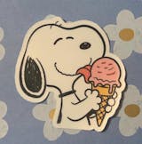 Snoopy Eating Ice Cream Sticker | Peanuts Summer Treat Decal | Cute Food Art | Cartoon Dog Vinyl | Snoopy Laptop Sticker | Snoopy for gift