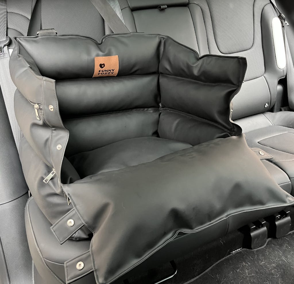 Full Leather Dog Pet Car Seat Bed Fort FunnyFuzzy