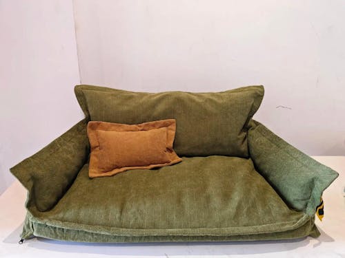 Lit orthopédique pour chien à deux couches en chenille amovible et mousse avec coussin toutes saisons