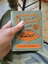 Personalized Vintage Road Trip Themed Felt Pocket Journal Notebook, Retro Road Trip Traveler's Journal, Felt Cover Pocket Notebook, Gifts for Road Trip Lovers, Gifts for Travel Bloggers, Birthday Gifts, Anniversary Gifts