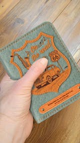 Personalized Vintage Road Trip Themed Felt Pocket Journal Notebook, Retro Road Trip Traveler's Journal, Felt Cover Pocket Notebook, Gifts for Road Trip Lovers, Gifts for Travel Bloggers, Birthday Gifts, Anniversary Gifts