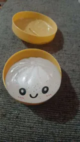 Glitter Dumpling Squishy Toy, Jumbo Slow Rising Stress Relief Fidget, Dumpling Shaped Sensory Squeeze with Steamer Box