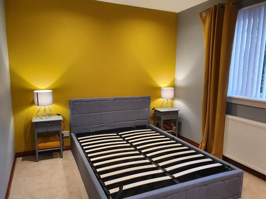 Ottoman Storage Upholstered Grey Fabric Bed FURNITUREFUL