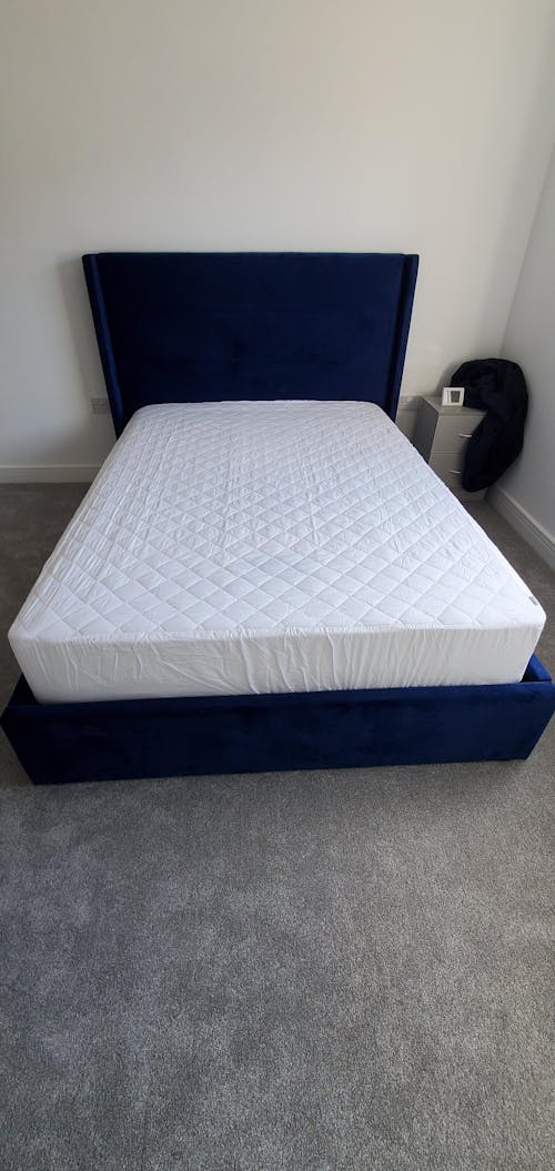 Madi Dark Navy Double Upholstered Bed