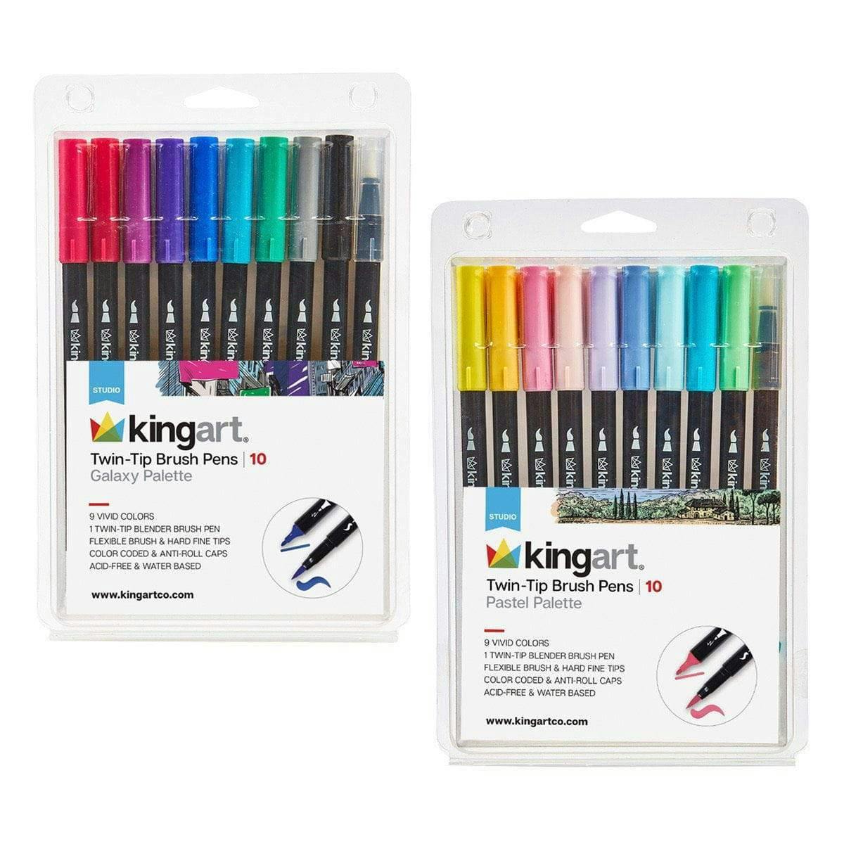 KingArt Studio Twin Tip Brush Pen With Fine liner 36 Color Artist Marker  Set NEW