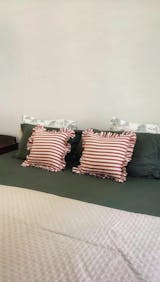 Striped Ruffle Cushion Cover - Brown