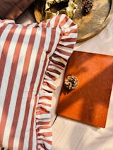 Striped Ruffle Cushion Cover - Brown