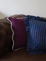 Striped Ruffle Cushion Cover - Blue Purple