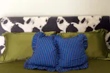 Striped Ruffle Cushion Cover - Blue Purple