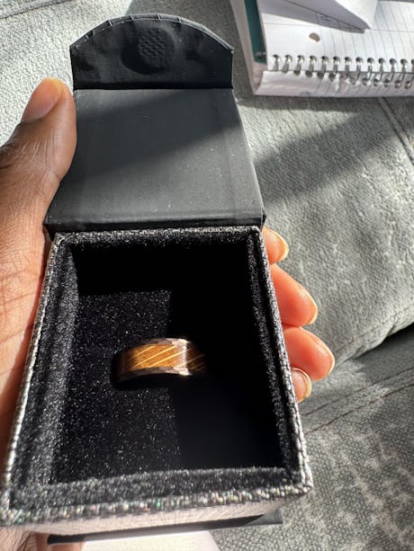 JIMMY Tungsten Wedding Band for Men / Whiskey Barrel Wood Ring