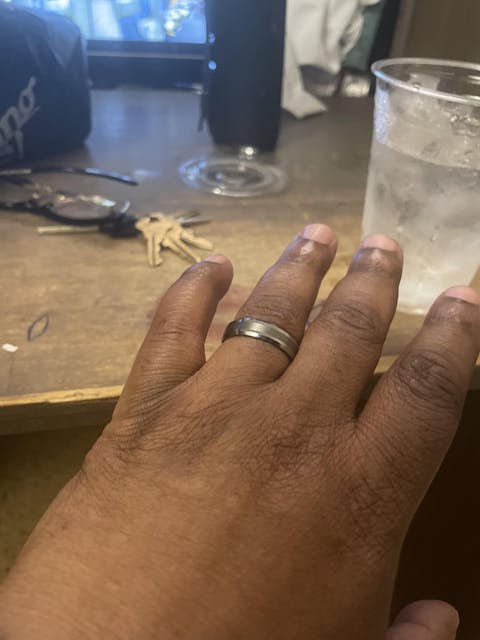 ARTON Tungsten Wedding Band Beveled Edges Brushed Stripe