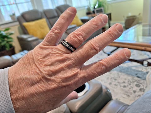 VICO Black Men's Tungsten Wedding Ring Black Diamonds Bevel Edges